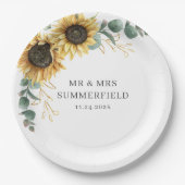 Zonnebloemen Eucalyptus Greenery Wedding Papieren Bordje (Voorkant)