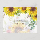 Zonnebloemen Eucalyptus Greenery Wedding SAVE DATE Briefkaart (Voorkant)