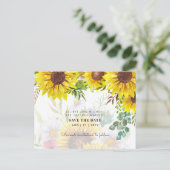 Zonnebloemen Eucalyptus Greenery Wedding SAVE DATE Briefkaart (Staand voorkant)