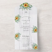 Zonnebloemen Eucalyptus greenery white wood bruilo All In One Uitnodiging (Binnen)