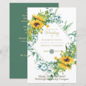 Zonnebloemen Eucalyptus Groene Huwelijksuitnodigin (Voorkant / Achterkant)