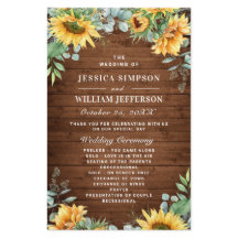 Zonnebloemen Eucalyptus Huwelijksceremonie Program