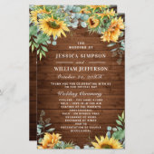 Zonnebloemen Eucalyptus Huwelijksceremonie Program (Voorkant / Achterkant)