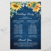Zonnebloemen Eucalyptus Huwelijksceremonie Program (Achterkant)