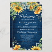Zonnebloemen Eucalyptus Huwelijksceremonie Program (Voorkant / Achterkant)