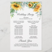 Zonnebloemen Eucalyptus Huwelijksceremonie Program (Achterkant)