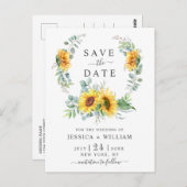 Zonnebloemen Eucalyptus krans bruiloft Save the Da Briefkaart (Voorkant / Achterkant)