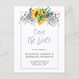 Zonnebloemen Eucalyptus Lavender Save the Date Aankondigingskaart
