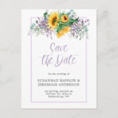 Zonnebloemen Eucalyptus Lavender Save the Date Aankondigingskaart (Voorkant)