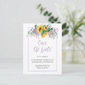 Zonnebloemen Eucalyptus Lavender Save the Date Aankondigingskaart (Staand voorkant)