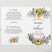 Zonnebloemen, Eucalyptus, Lavender Wedding Program (Voorkant)