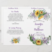 Zonnebloemen, Eucalyptus, Lavender Wedding Program (Voorkant / Achterkant)