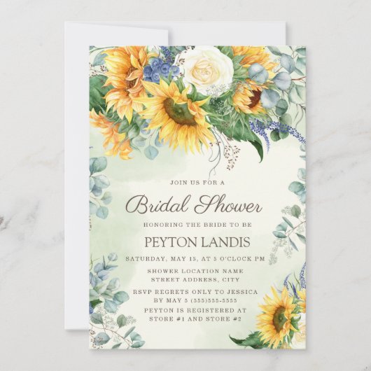 Zonnebloemen Eucalyptus Leaves Vrijgezellenfeest Kaart (Voorkant)