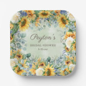 Zonnebloemen Eucalyptus Leaves Vrijgezellenfeest S Papieren Bordje (Voorkant)