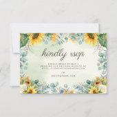 Zonnebloemen Eucalyptus Leaves Weddenschap Kindly  RSVP Kaartje (Voorkant)