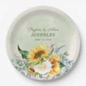 Zonnebloemen Eucalyptus Leaves Weddenschappen Rece Papieren Bordje (Voorkant)