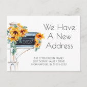 Zonnebloemen Eucalyptus Mailbox Nieuw Adres Aankondigingskaart (Voorkant)
