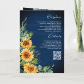 Zonnebloemen Eucalyptus Marineblauw QR Code Trouwe (Achterkant)