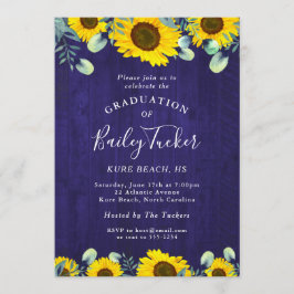 Zonnebloemen Eucalyptus Navy Blue Rustic Afstudere Kaart