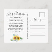 Zonnebloemen Eucalyptus PHOTO Graduation Party Aankondigingskaart (Achterkant)