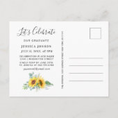 Zonnebloemen Eucalyptus PHOTO Graduation Party Aankondigingskaart (Achterkant)