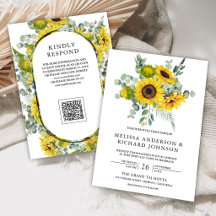Zonnebloemen Eucalyptus QR Code Trouwen
