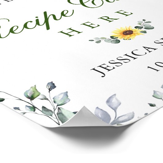 Zonnebloemen Eucalyptus Recipe Cards Vrijgezellenf Poster (Hoek)