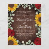 Zonnebloemen Eucalyptus Red Rose Wood Weddenschap (Voorkant)