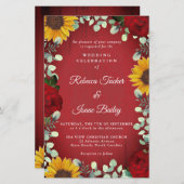 Zonnebloemen Eucalyptus Red Rose Wood Weddenschap (Voorkant / Achterkant)