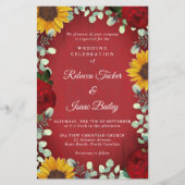 Zonnebloemen Eucalyptus Red Rose Wood Weddenschap (Voorkant)