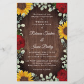 Zonnebloemen Eucalyptus Red Rose Wood Weddenschap (Voorkant)