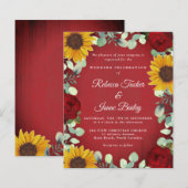 Zonnebloemen Eucalyptus Red Rose Wood Weddenschap (Voorkant / Achterkant)