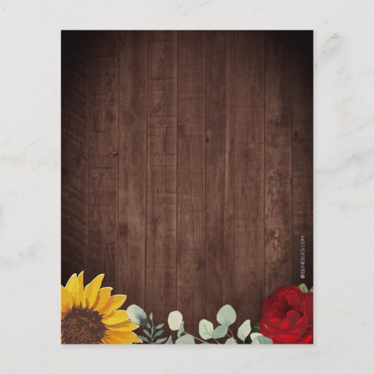 Zonnebloemen Eucalyptus Rode Roos Hout Budget Brui (Achterkant)