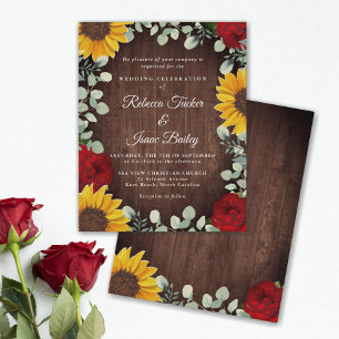 Zonnebloemen Eucalyptus Rode Roos Hout Budget Brui