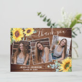 Zonnebloemen Eucalyptus Rustic 3 FOTO Afstuderen Bedankkaart (Staand voorkant)