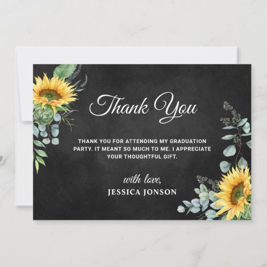 Zonnebloemen Eucalyptus Rustic 3 FOTO Afstuderen Bedankkaart (Achterkant)