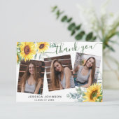 Zonnebloemen Eucalyptus Rustic 3 FOTO Afstuderen Bedankkaart (Staand voorkant)