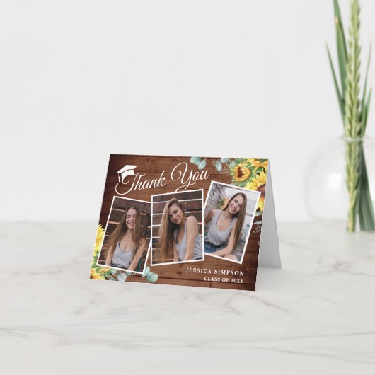 Zonnebloemen Eucalyptus Rustic 3 FOTO Afstuderen Bedankkaart (Voorkant)