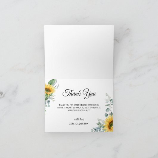 Zonnebloemen Eucalyptus Rustic 3 FOTO Afstuderen T Bedankkaart (Binnen)