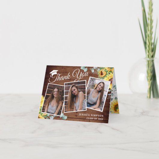 Zonnebloemen Eucalyptus Rustic 3 FOTO Afstuderen T Bedankkaart (Voorkant)