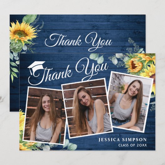 Zonnebloemen Eucalyptus Rustic 3 FOTO Afstuderen T Bedankkaart (Voorkant / Achterkant)