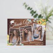 Zonnebloemen Eucalyptus Rustic 3 PHOTO Afstuderen  Bedankkaart (Staand voorkant)