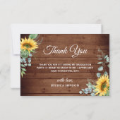 Zonnebloemen Eucalyptus Rustic 3 PHOTO Afstuderen  Bedankkaart (Achterkant)