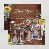 Zonnebloemen Eucalyptus Rustic 3 PHOTO Afstuderen  Bedankkaart (Voorkant / Achterkant)