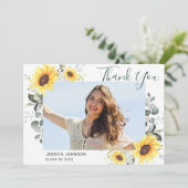 Zonnebloemen Eucalyptus Rustic 4 FOTO-Afstuderen Bedankkaart (Staand voorkant)