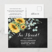 Zonnebloemen Eucalyptus Rustic Moving Announge Briefkaart (Voorkant / Achterkant)