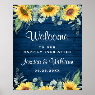 Zonnebloemen Eucalyptus Rustic Weddenschap Welkoms Poster