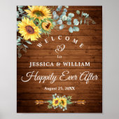 Zonnebloemen Eucalyptus Rustic Weddenschap Welkoms Poster (Voorkant)