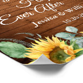 Zonnebloemen Eucalyptus Rustic Weddenschap Welkoms Poster (Hoek)