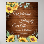 Zonnebloemen Eucalyptus Rustic Weddenschap Welkoms Poster (Voorkant)